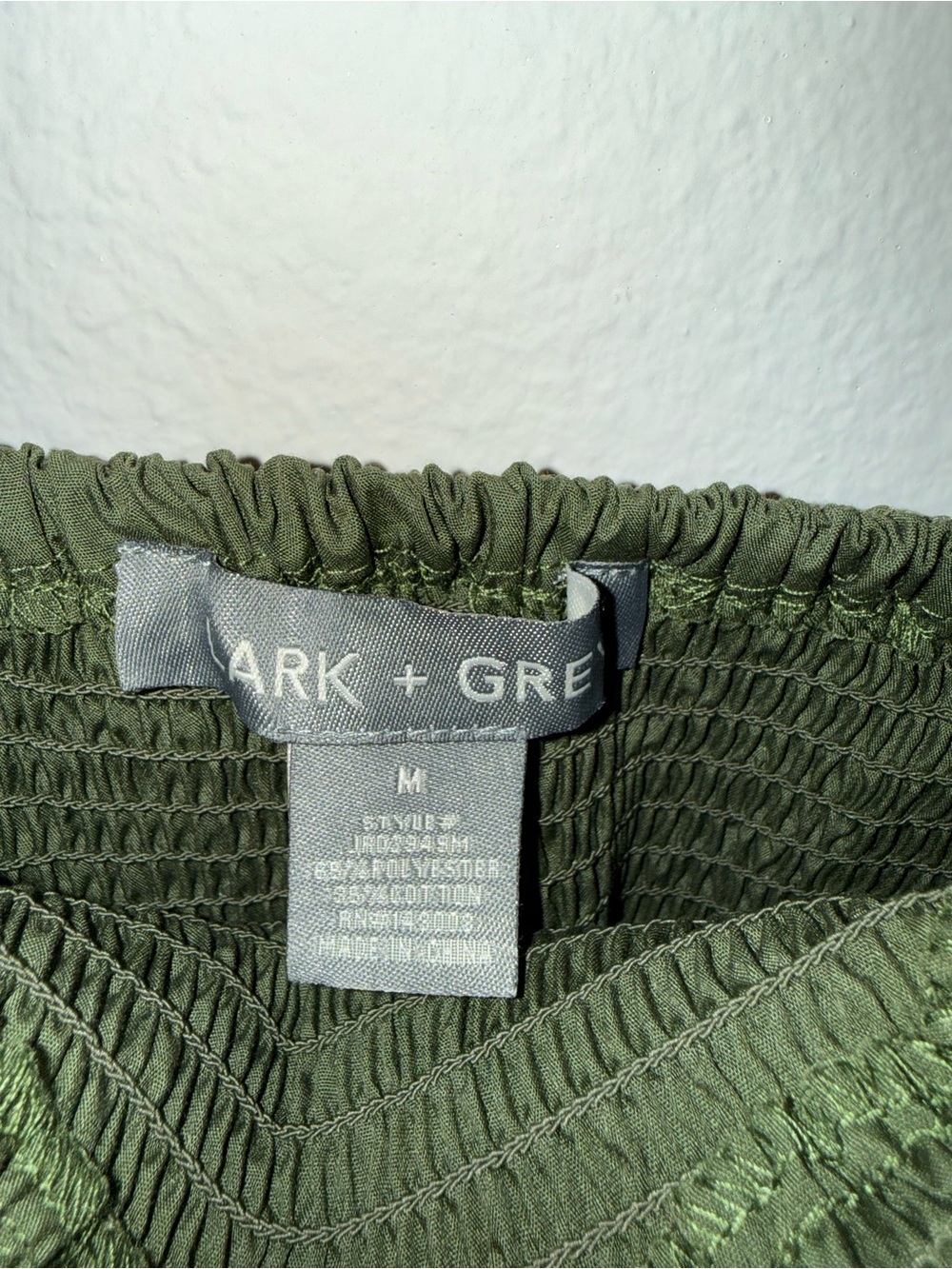 Olive Green Tiered Maxi Dress with Smocked Bodice - Picture 3 of 4
